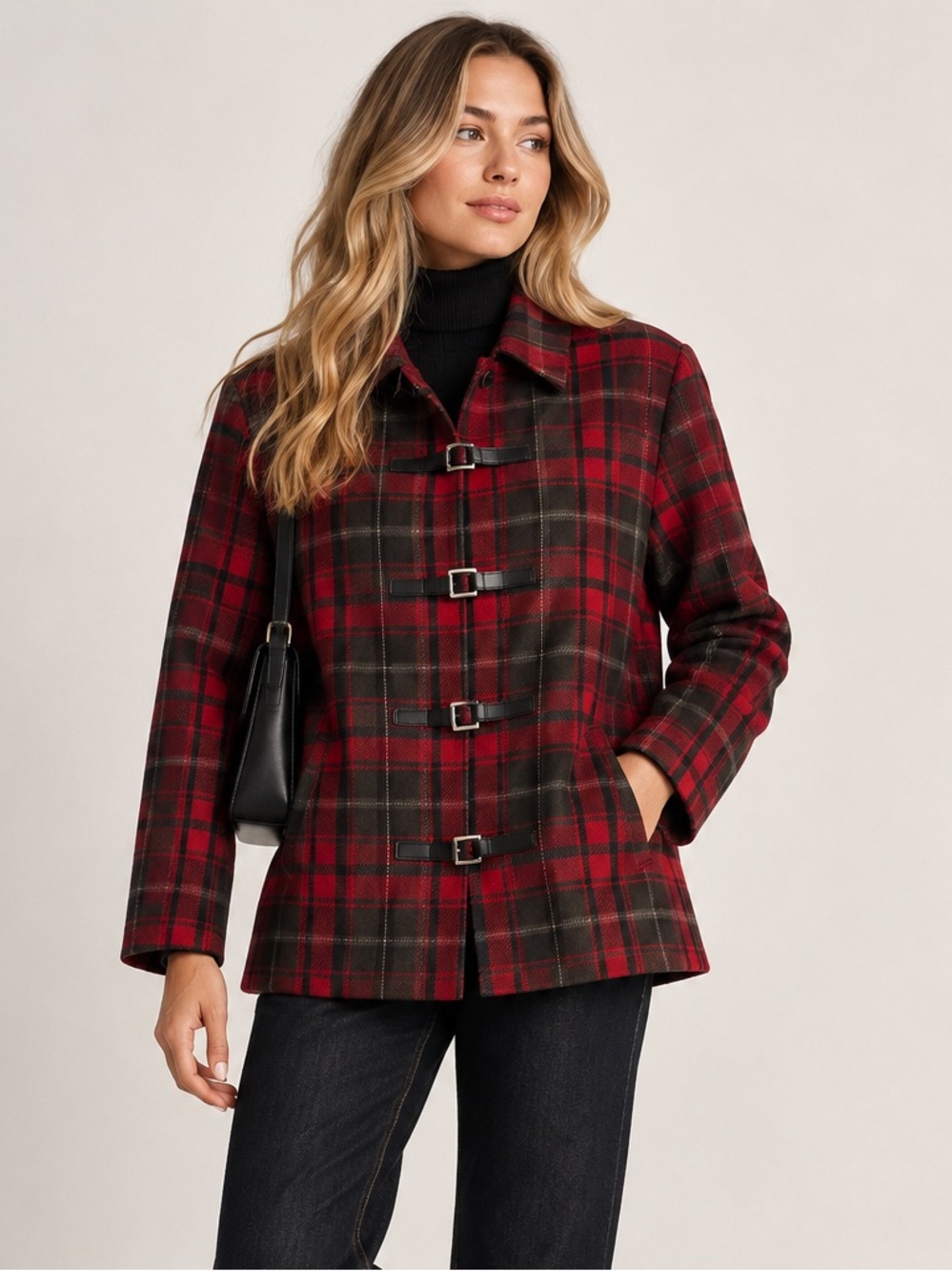 Vintage Tabi International Tartan Plaid Buckle Jacket Size L
